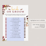 Burgundy Floral Bridal Shower Package Autumn Wedding Printables