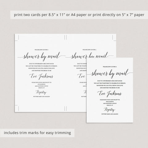 Calligraphy Shower by Mail Invitation | Editable PDF Template ...