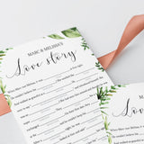 botanical wedding mad libs game instant download