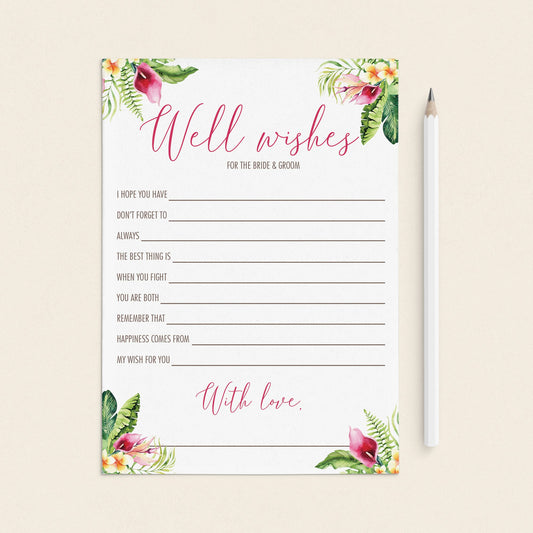 Tropical Wedding Well Wishes for the Bride and Groom Cards by LittleSizzle