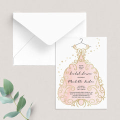 Blush and Gold Bridal Shower Invitations Card Template by LittleSizzle