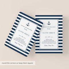 Navy and White Bridal Shower Invites Templates