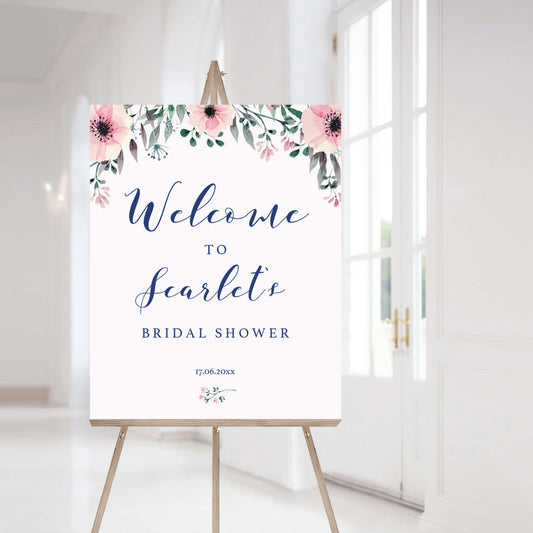 Pink Floral Welcome Poster Editable Template by LittleSizzle