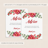 Christmas Bridal Shower Advice Sign Template