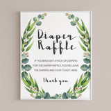 Watercolor leaves babyshower decor diaper raffle sign by LittleSizzle