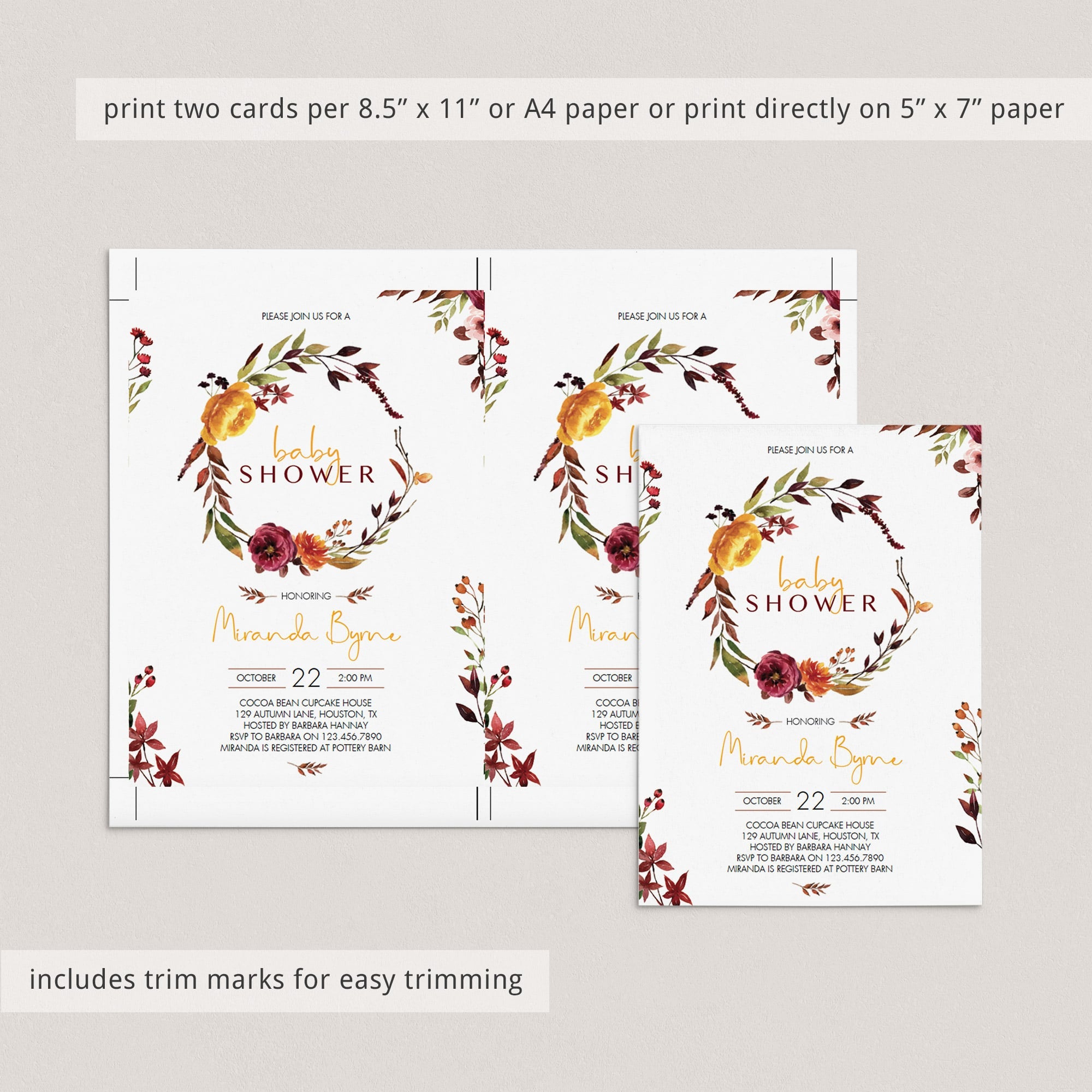 Editable template for autumn baby shower party by LittleSizzle