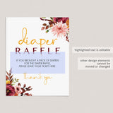 Vintage Floral BabyShower Diaper Raffle Sign Template
