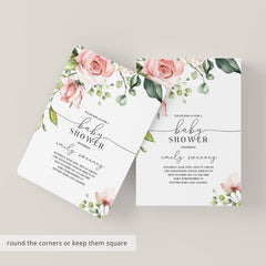 Blush Floral Baby Party Invitation and Cards DIY
