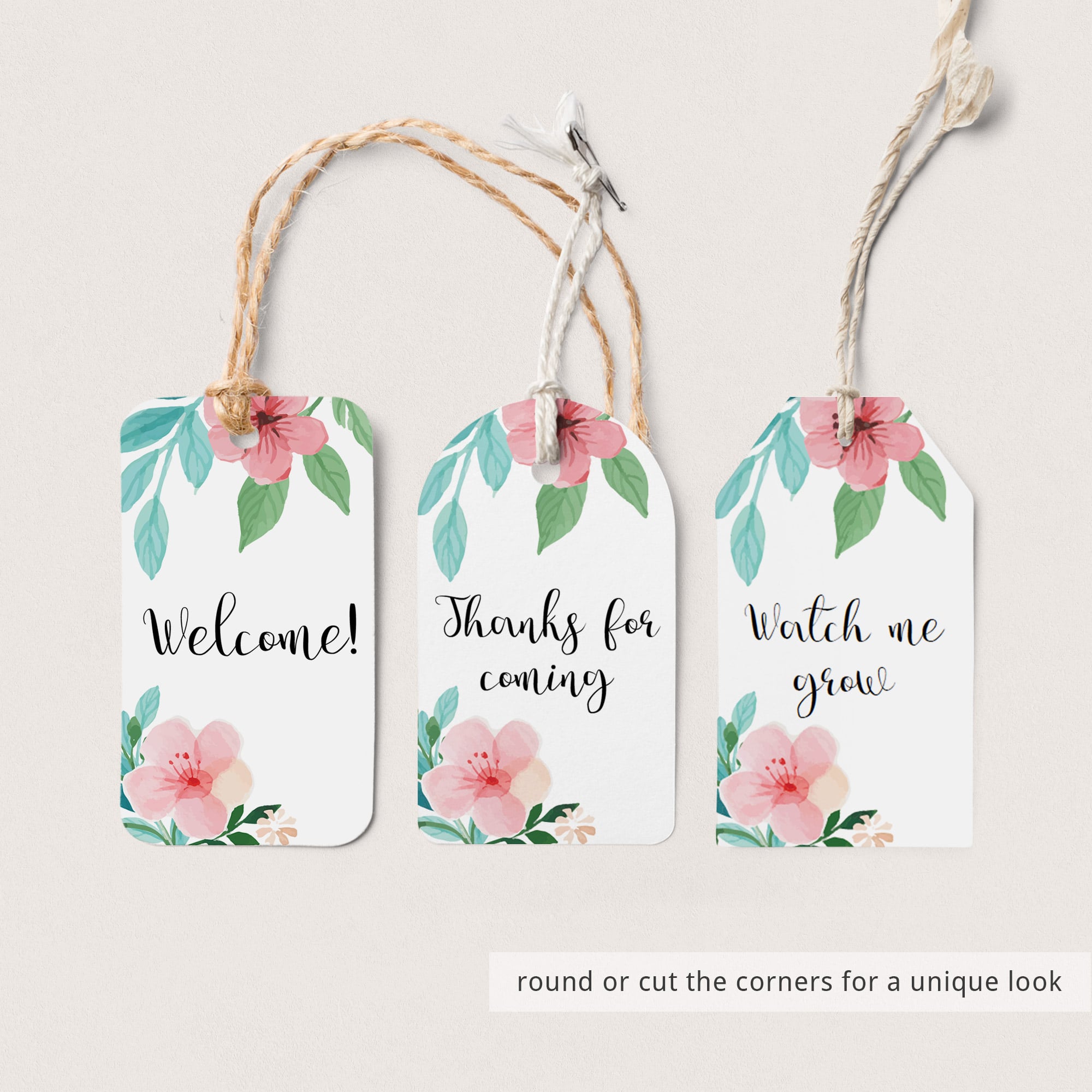 Baby shower favor tag template for floral party by LittleSizzle