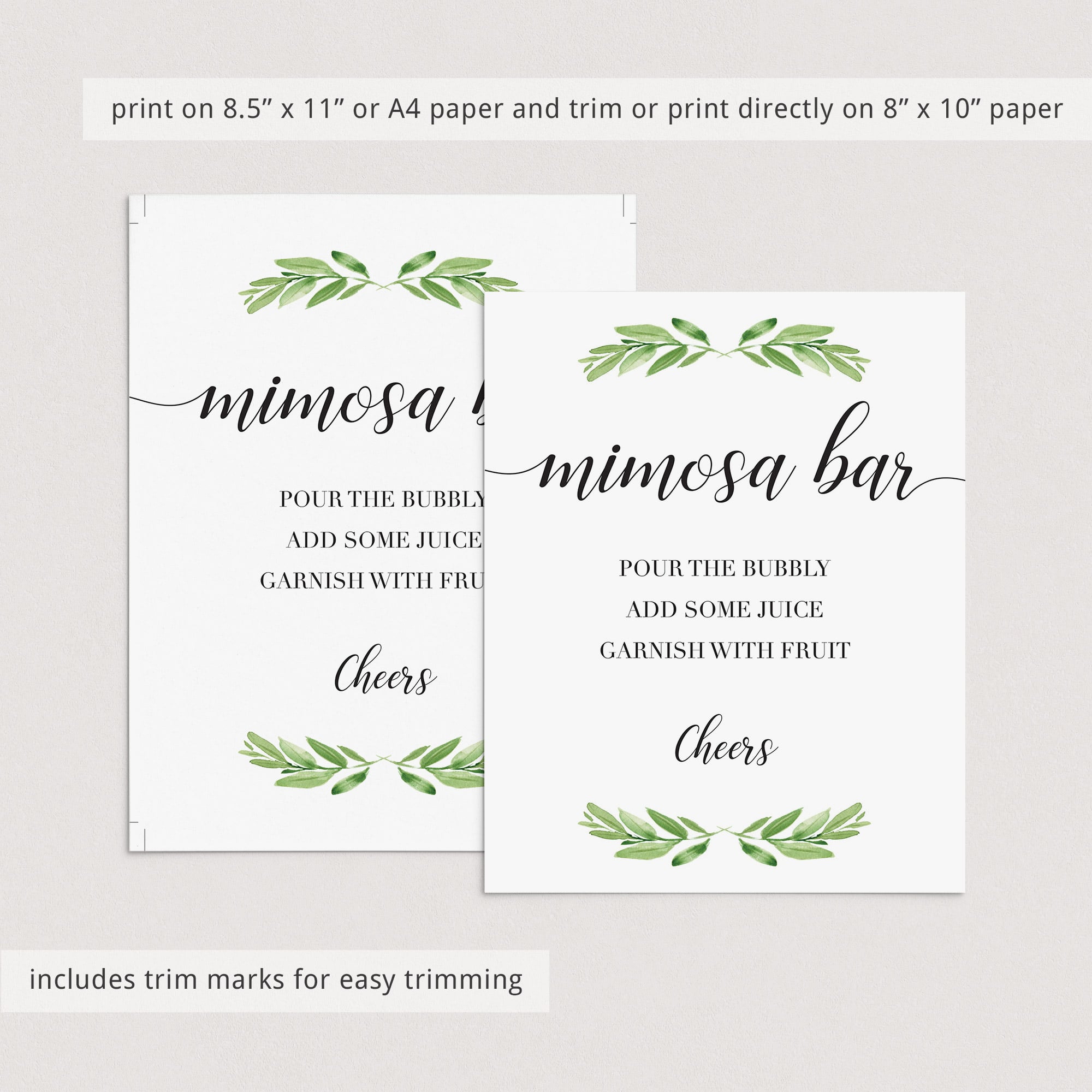 Printable mimosa bar sign for gender neutral baby shower by LittleSizzle