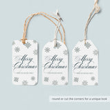Personalized Christmas Tag Template Silver and Blue
