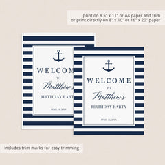 Nautical Party Signs Bundle Printable Instant Download