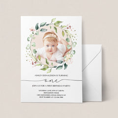 First birthday invitation template with photo by LittleSizzle