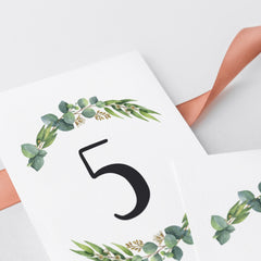 Botanical leaves table number cards by LittleSizzle