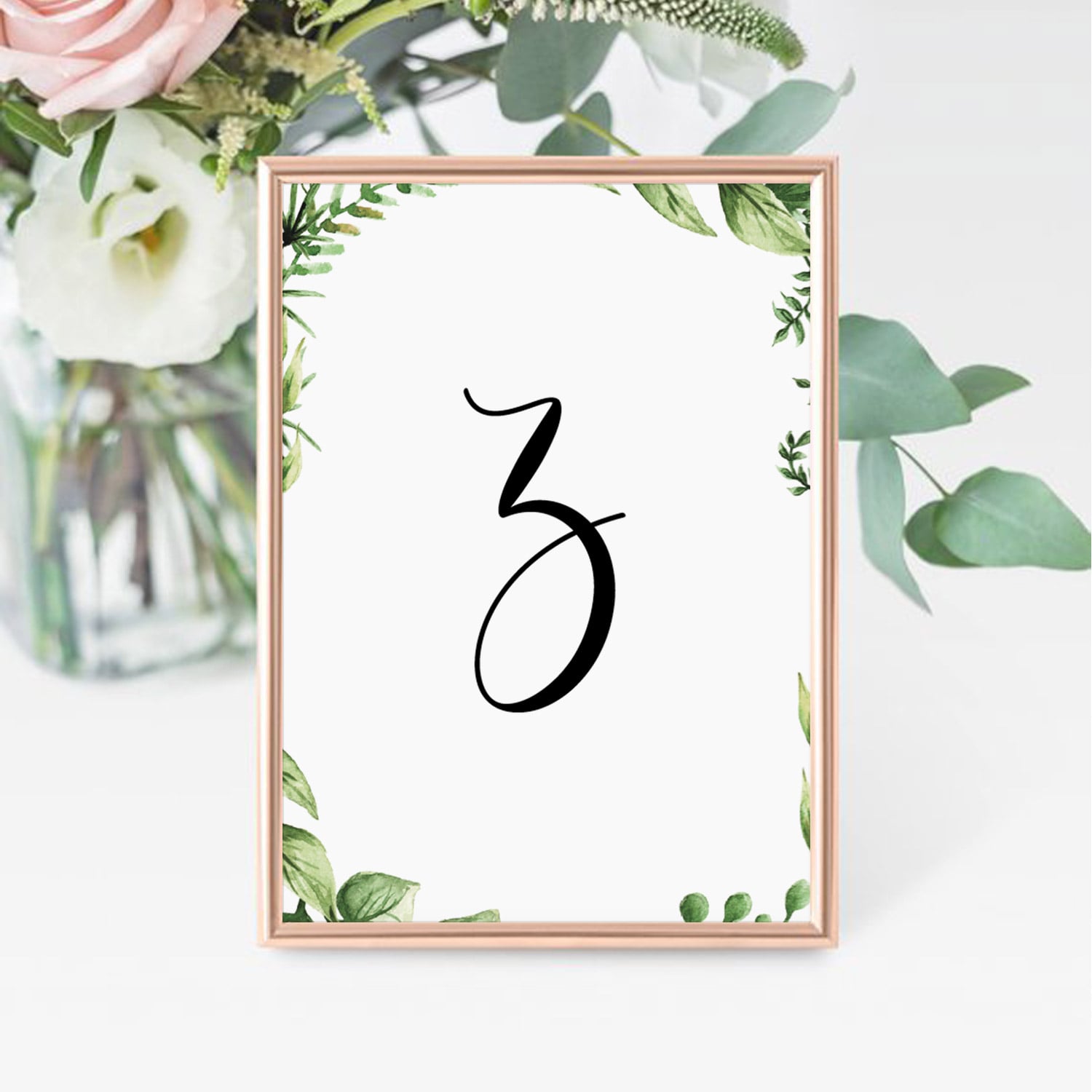 Greenery table number cards printable by LittleSizzle