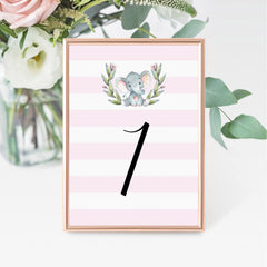 Pink and white table numbers template download by LittleSizzle