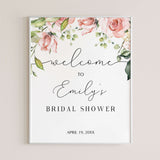 Floral Welcome Sign Template for Bridal Shower Decor