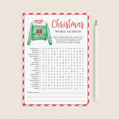 Christmas Word Find Game with Answer Key Printable by LittleSizzle