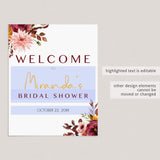 Boho Bridal Shower Welcome Poster Editable Template