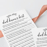 Editable Baby Shower Game Dad Knows Best