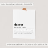 Dancer Definition Print Instant Download