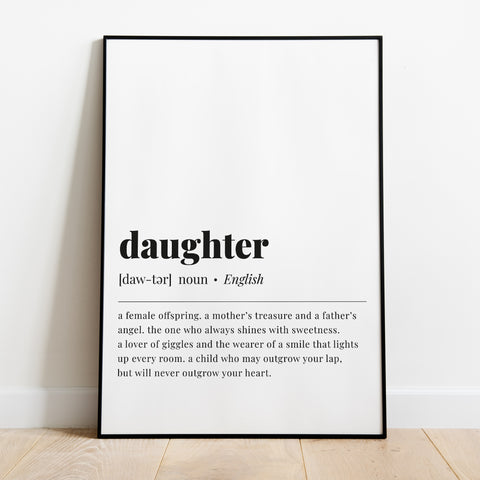 Daughter Definition Print | Gift for Daughter | Digital Wall Art ...