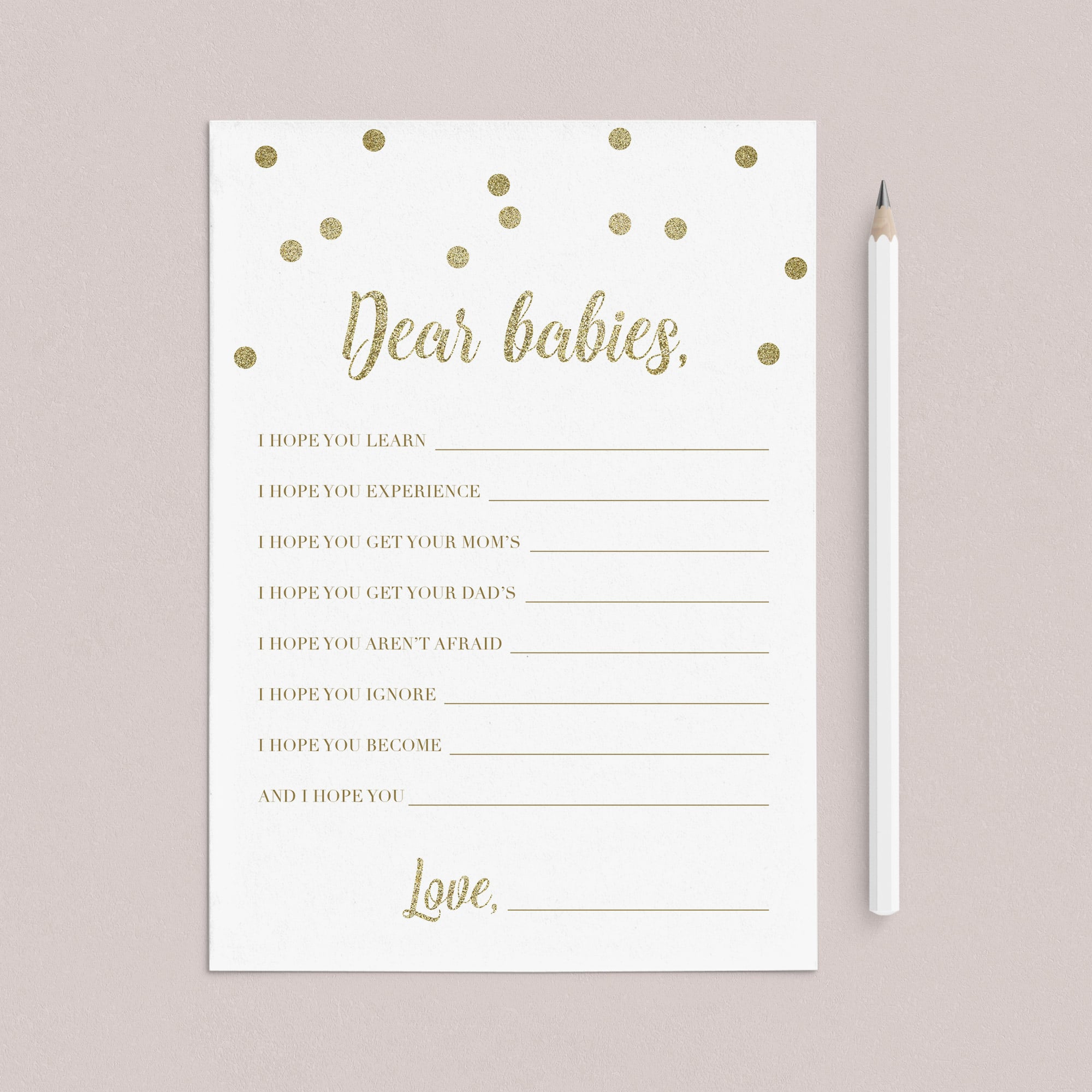 Dear babies cards printables for twin baby shower party by LittleSizzle
