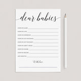 Gender Neutral Twin Baby Shower Wish Cards Dear Babies Card by LittleSizzle