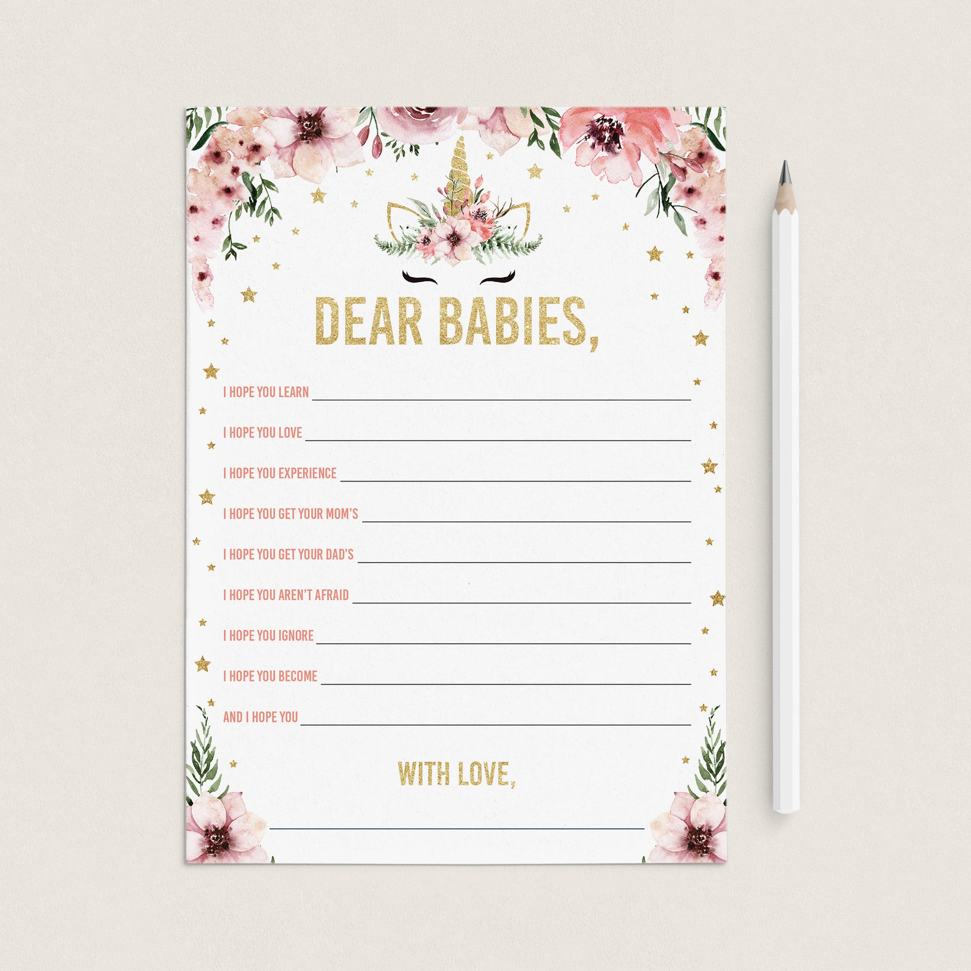 Pink and gold twin girl baby shower games by LittleSizzle