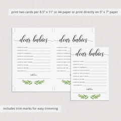 Neutral twins baby shower game dear babies digital download by LittleSizzle