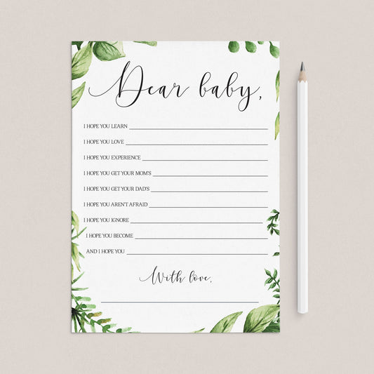 Wish for baby cards instant download with greenery leaves by LittleSizzle