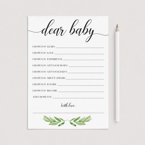 Greenery Baby Shower Keepsakes for Mom | Printable &amp; Virtual – LittleSizzle