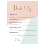 Pink and Gold Baby Wishes Card Instant Download by LittleSizzle
