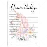 Wish card for baby girl printable by LittleSizzle