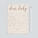 Safari Baby Shower Wishes for Baby Cards Printable