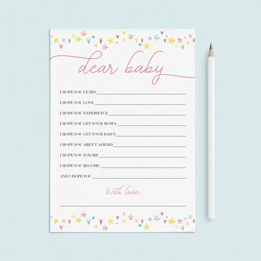 Sweet shower wishes for baby printable pink and yellow by LittleSizzle