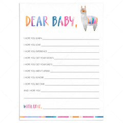 Llama baby shower games dear baby printable by LittleSizzle