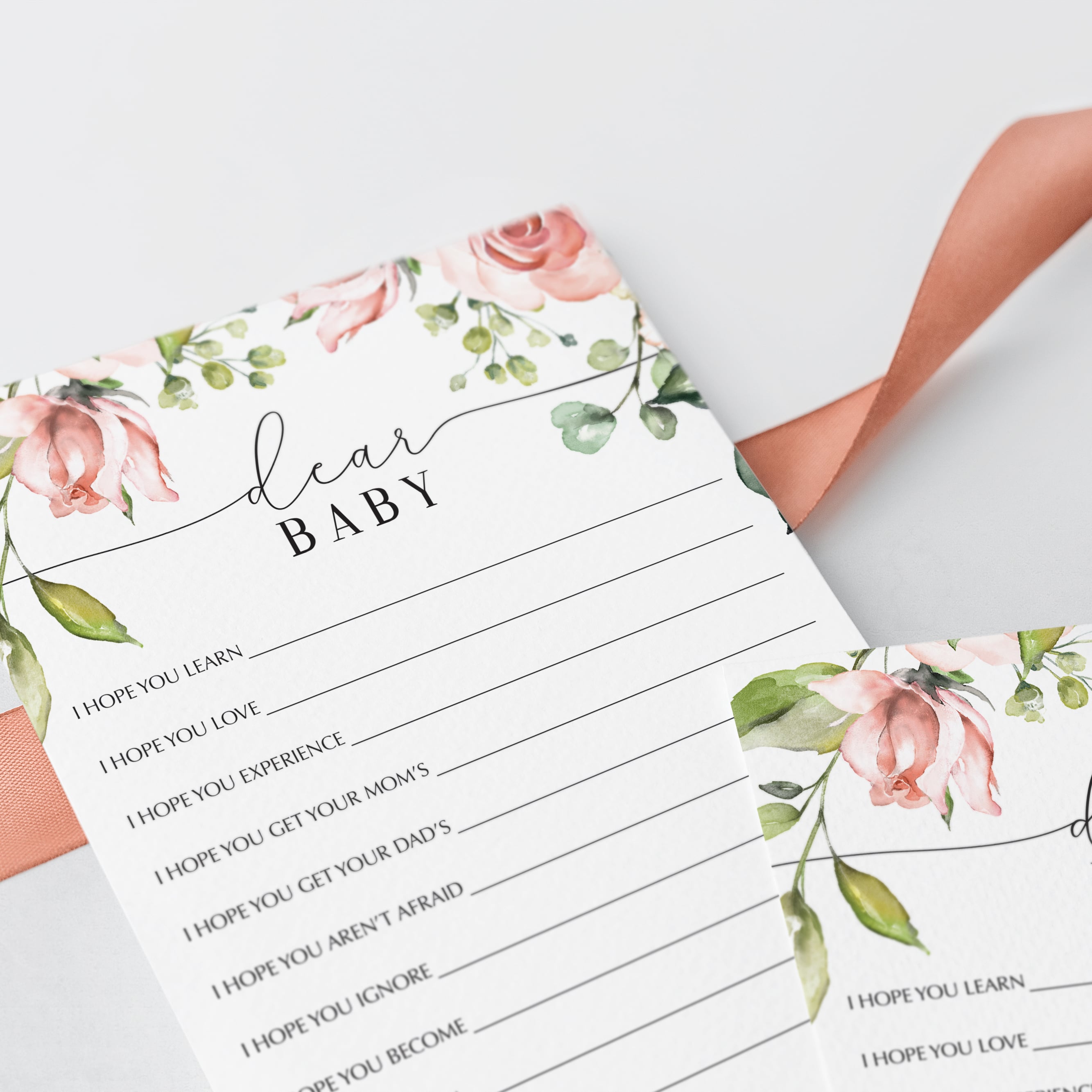 dear baby cards floral theme watercolor by LittleSizzle