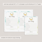 Printable Wishes for the New Baby Bunny