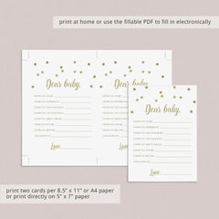 Printable & Virtual Baby Shower Wishes for Baby Card Gold