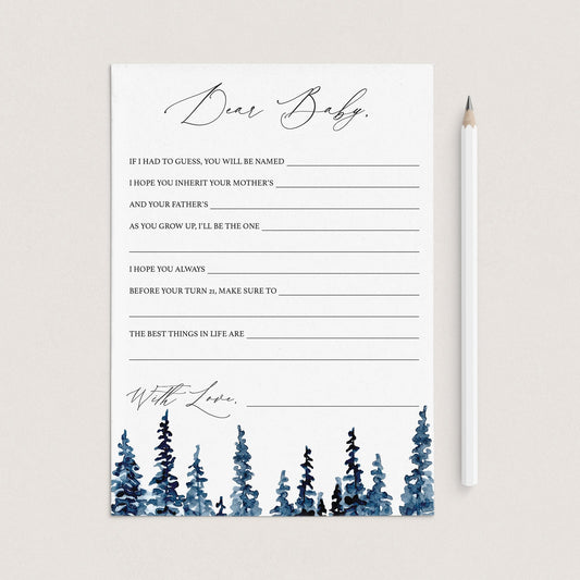 Dear Baby Wishes Cards with Watercolor Pine Trees by LittleSizzle