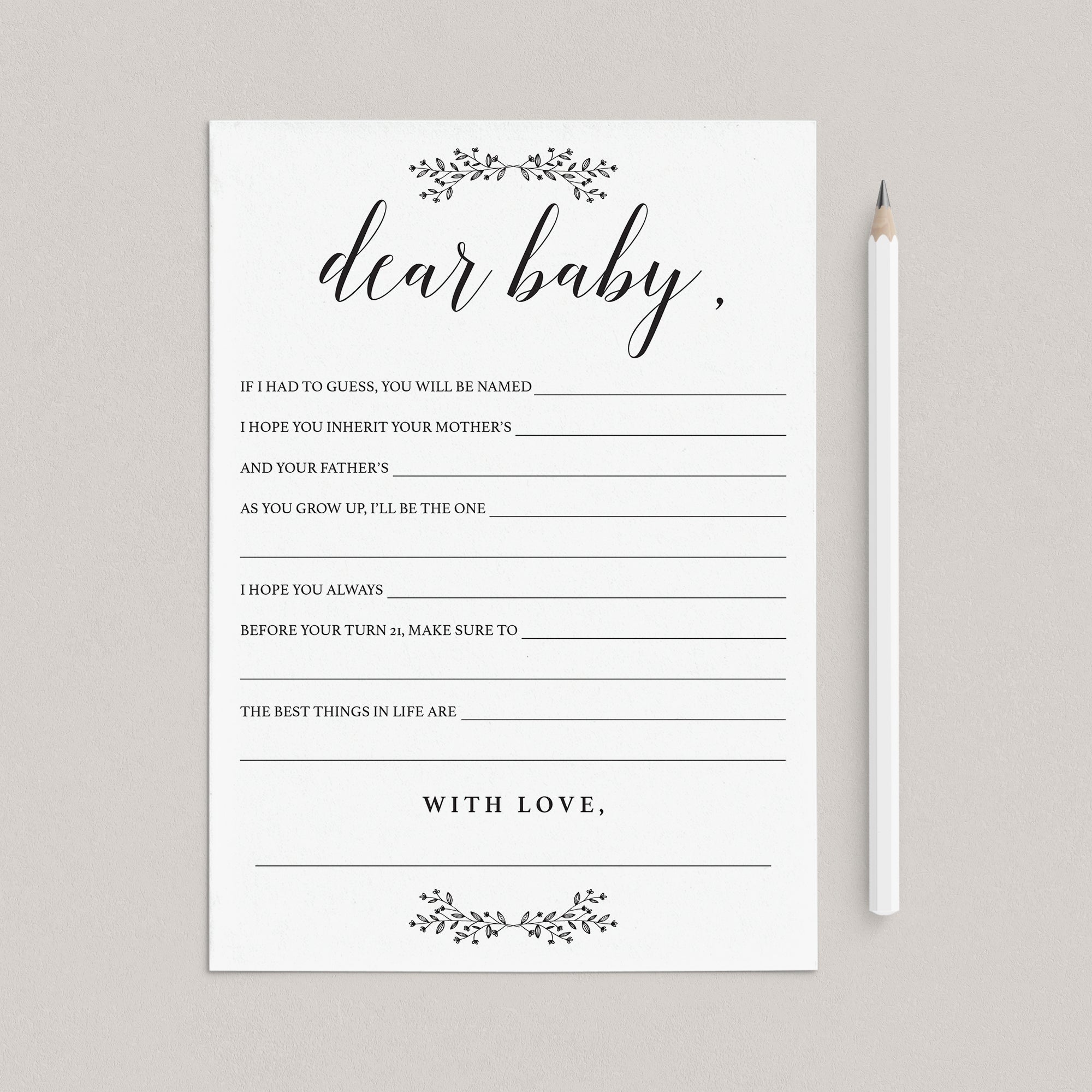 Rustic Baby Shower Wish Cards Printable by LittleSizzle