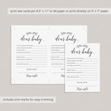 Rustic Baby Shower Wish Cards Printable