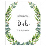 Decorate a bib for baby shower sign greenery by LittleSizzle
