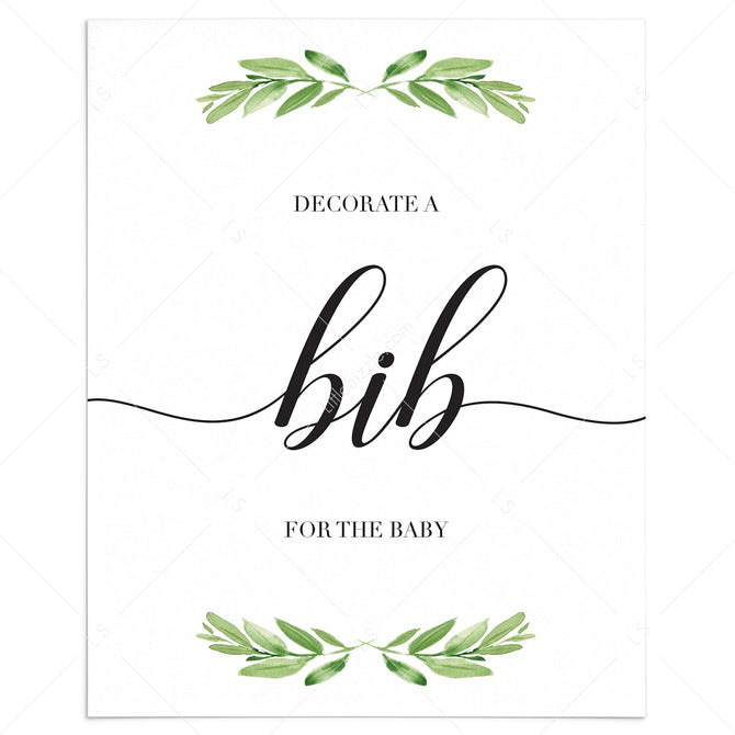 Decorate A Bib Signs Printable Baby Shower Decorations LittleSizzle