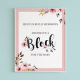 Floral baby shower decorate a block table top sign by LittleSizzle