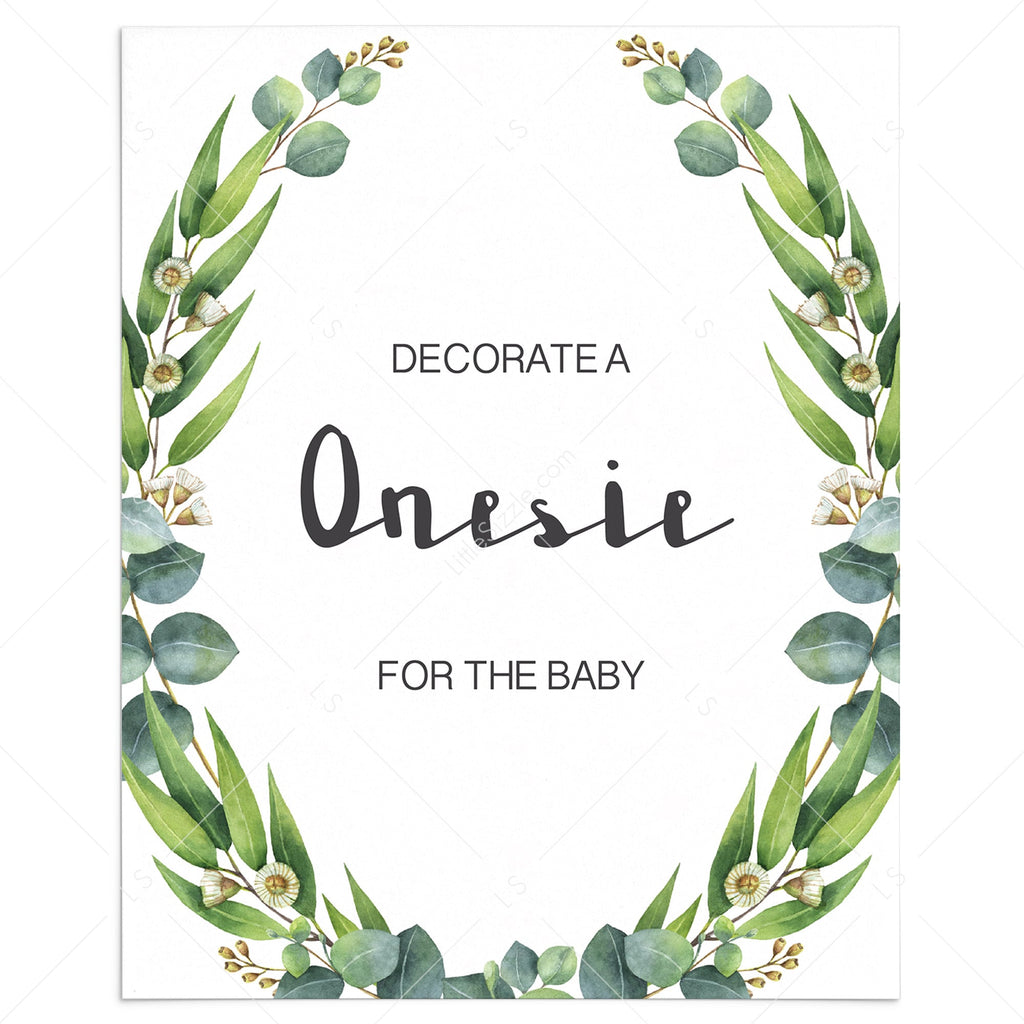 Printable Onesie Decorating Station sign with green wreath | Instant ...