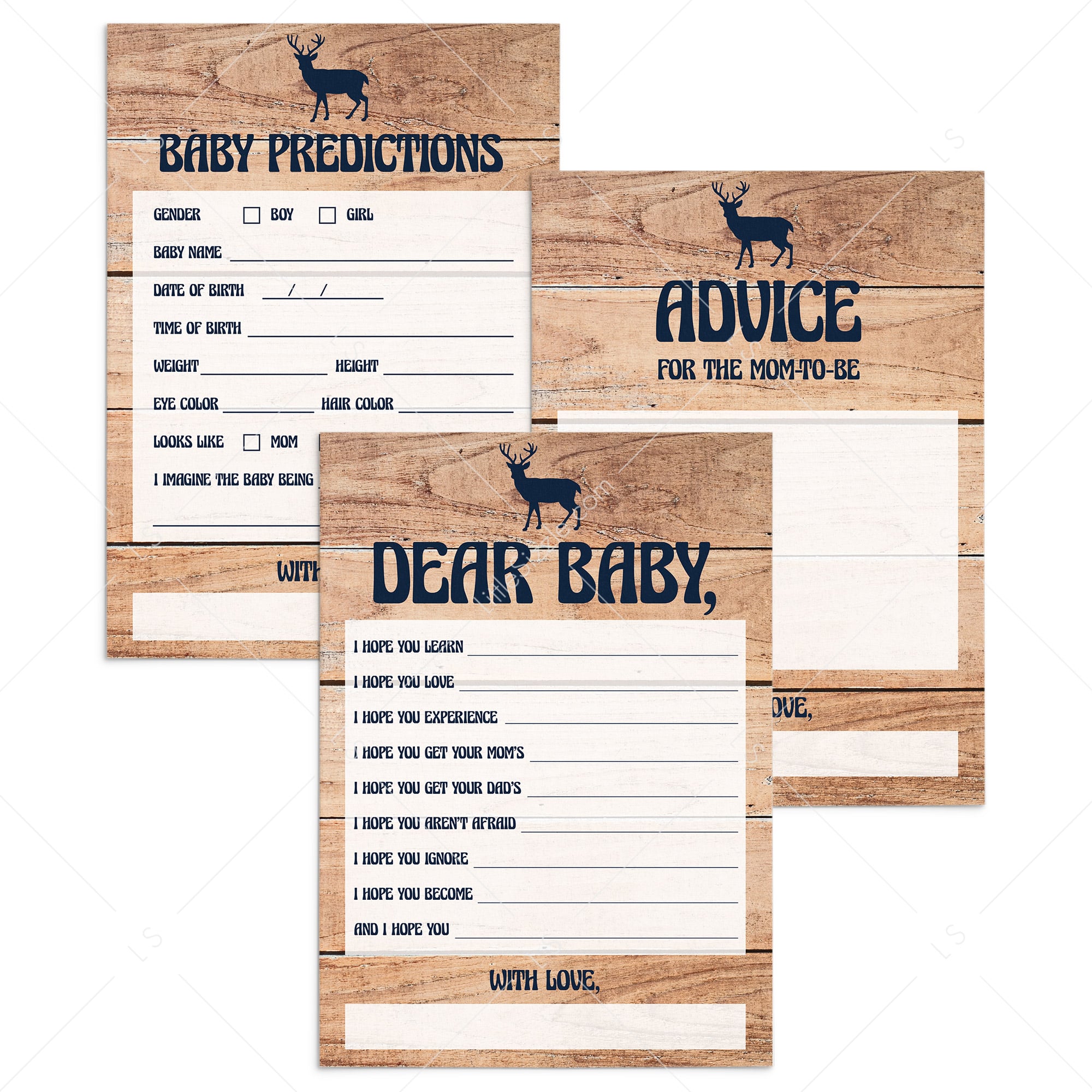 Woodland baby shower game pack printable files by LittleSizzle
