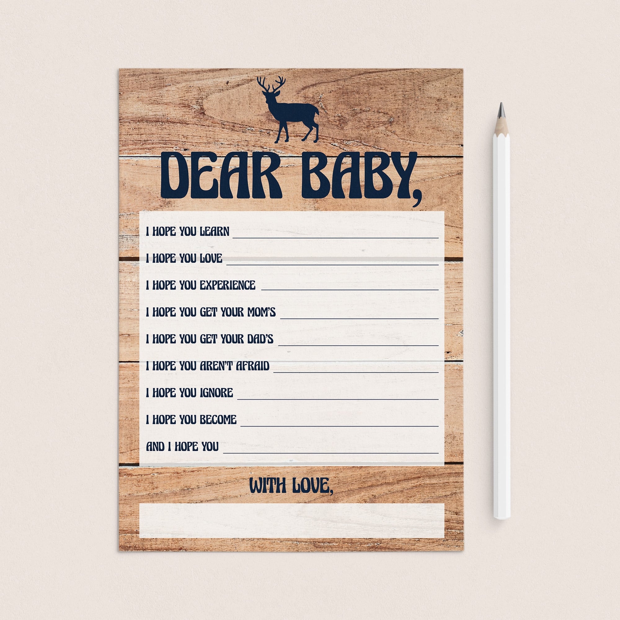Dear baby shower game cards printable by LittleSizzle