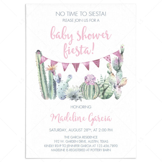Fiesta baby shower invitation template for girl by LittleSizzle